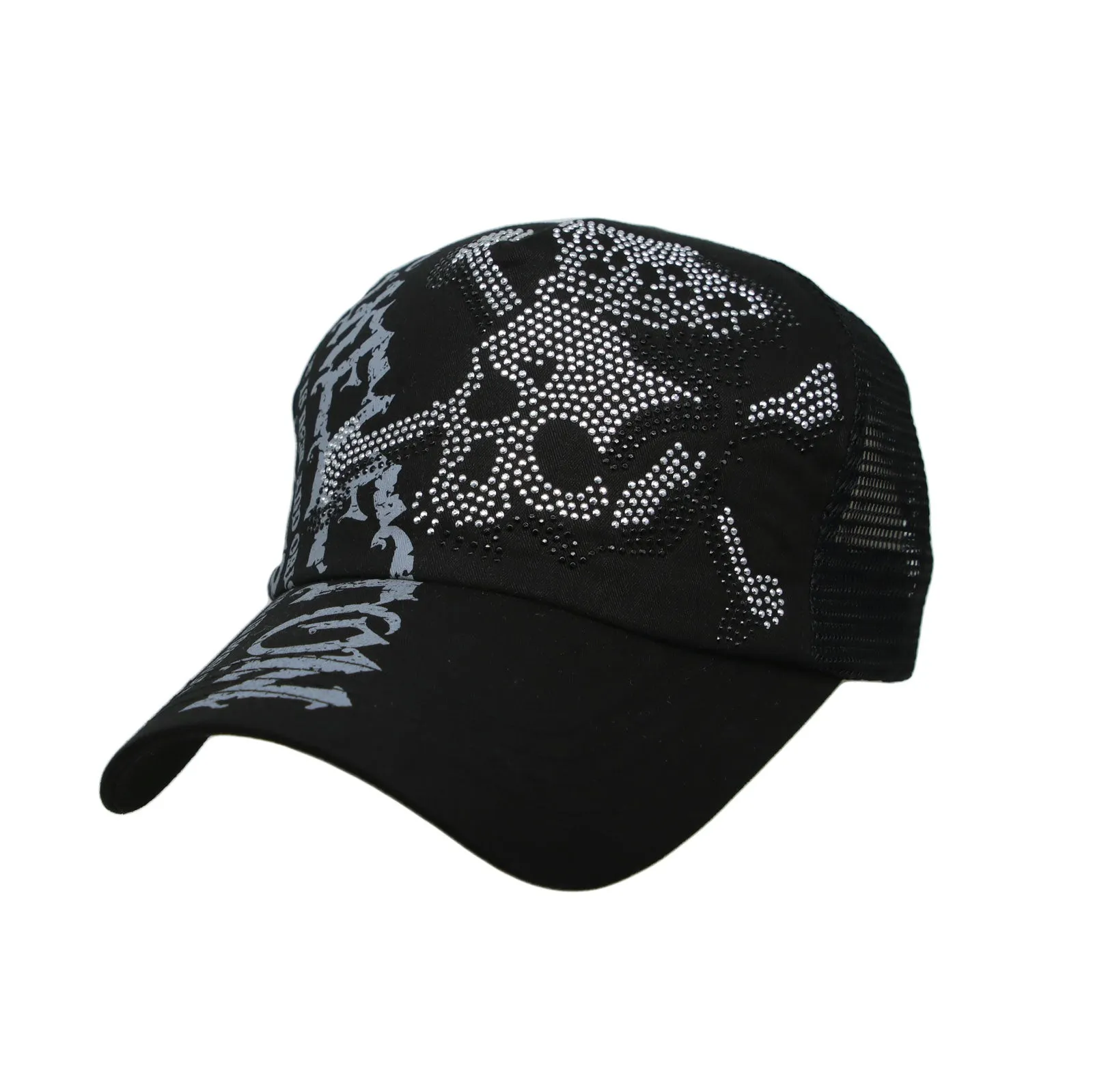 Meshed Baseball Cap Skull Rhinestones Trucker Hat KR1751