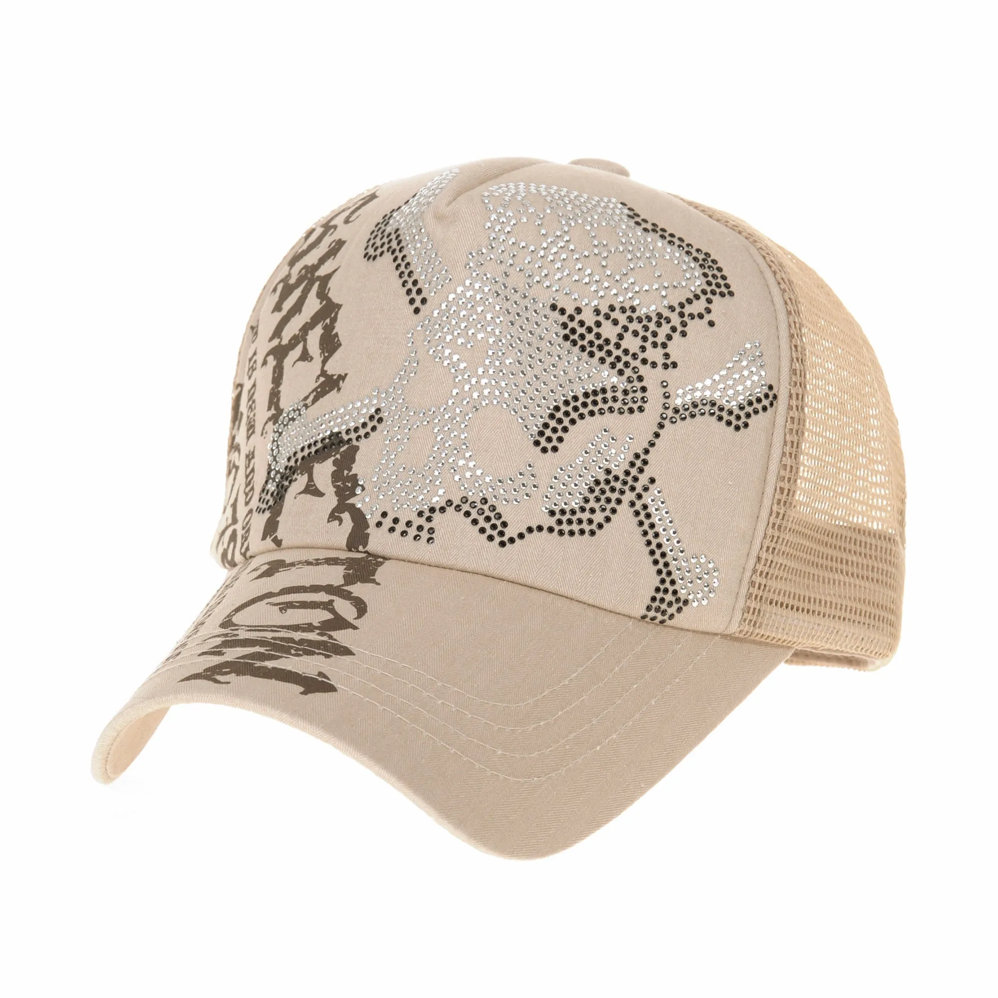 Meshed Baseball Cap Skull Rhinestones Trucker Hat KR1751