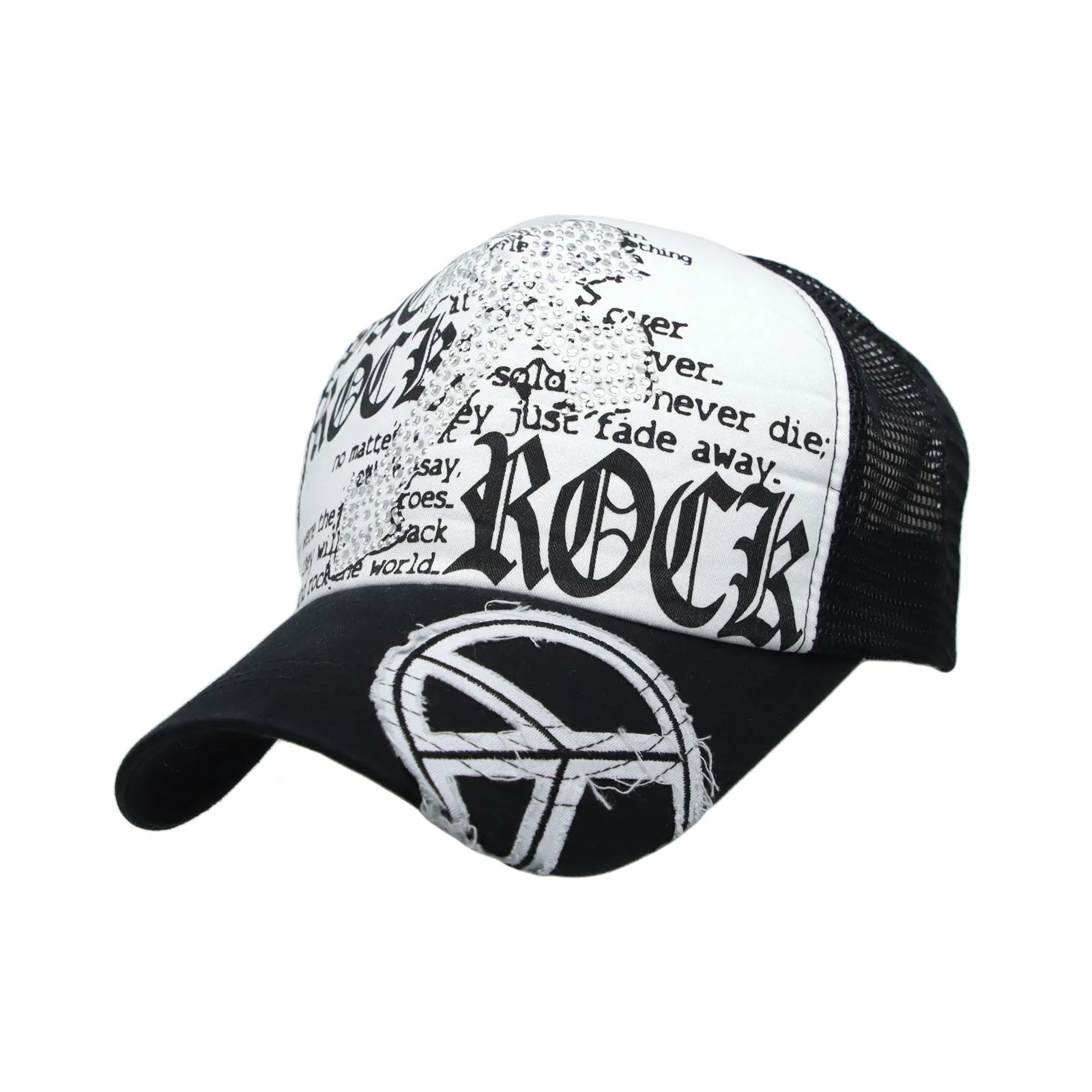 Meshed Baseball Cap Skull Rhinestones Trucker Hat KR1751