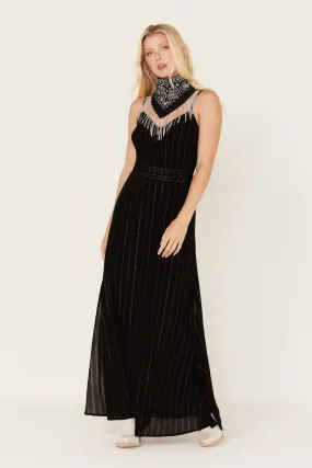 Metallic Stripe Maxi Slip Dress