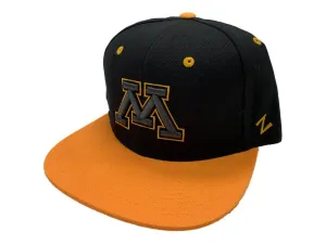 Minnesota Golden Gophers Zephyr Black & Gold Snapback Flat Bill Hat Cap