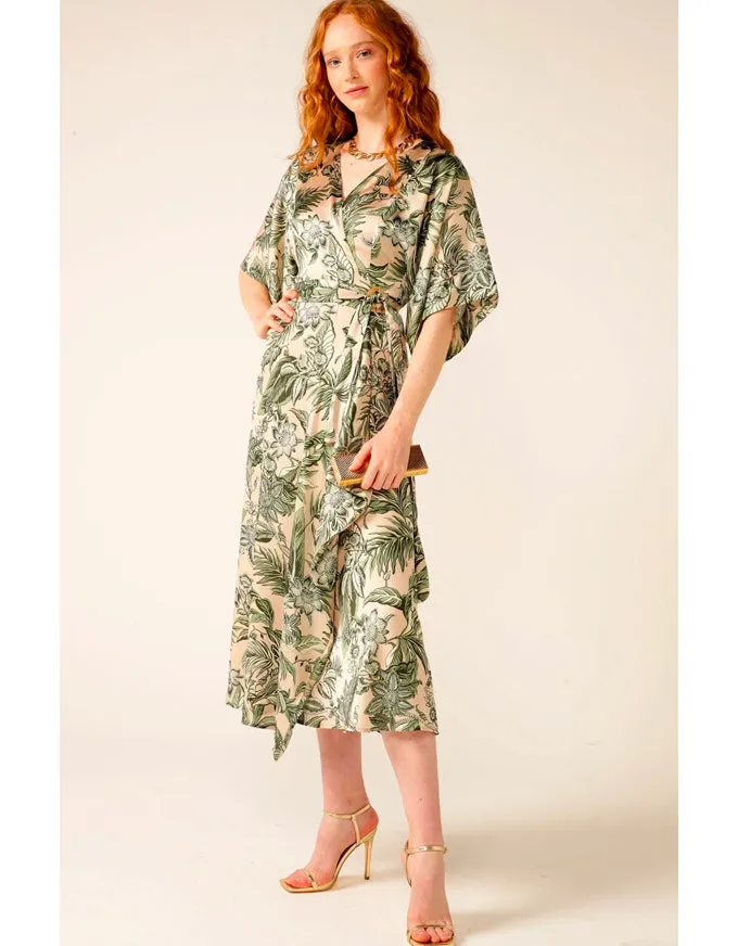 Monarch Wrap Dress Olive Cream