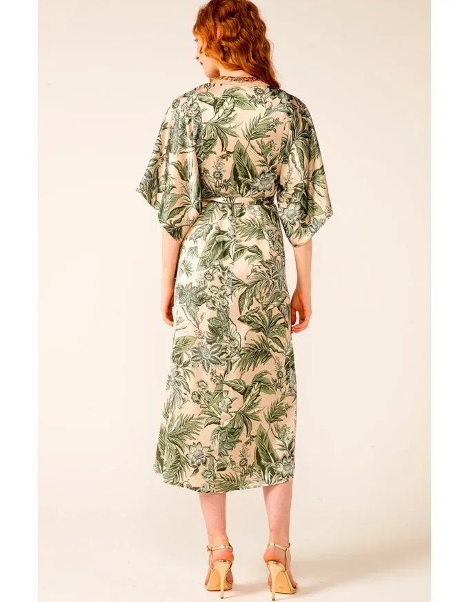 Monarch Wrap Dress Olive Cream