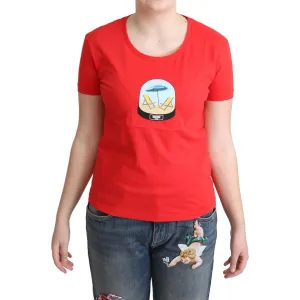 Moschino Chic Red Cotton Tee with Signature Print