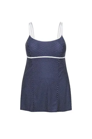 Navy & White Dots Underwire Swim Dress