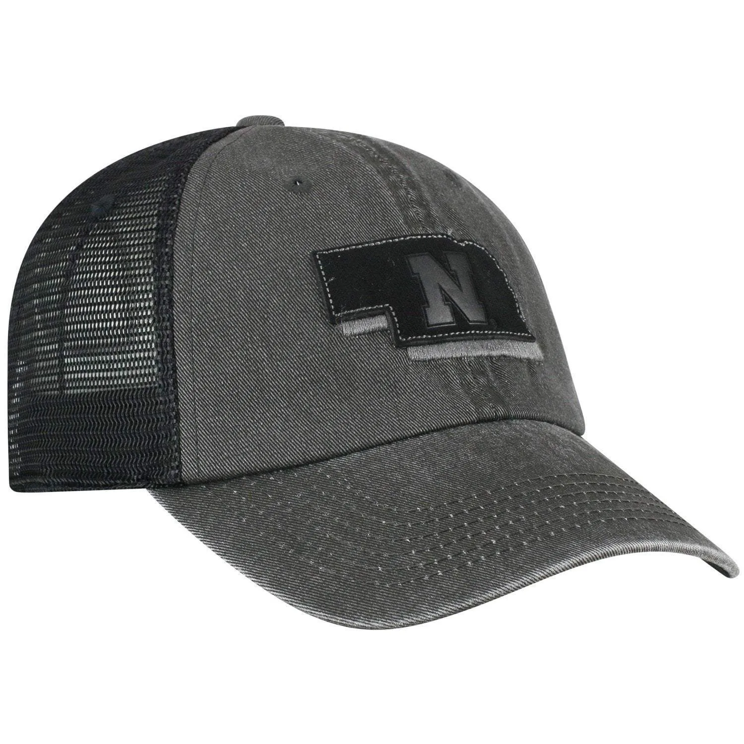 Nebraska Cornhuskers TOW Black "Land" Mesh Adj. Relax Hat Cap