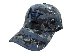 New York "NY" XM Blue Digital Camo Structured Adjustable Strap Hat Cap AA681