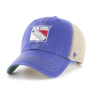 New York Rangers 47 Brand Blue Trawler Clean Up Mesh Snapback Slouch Hat Cap