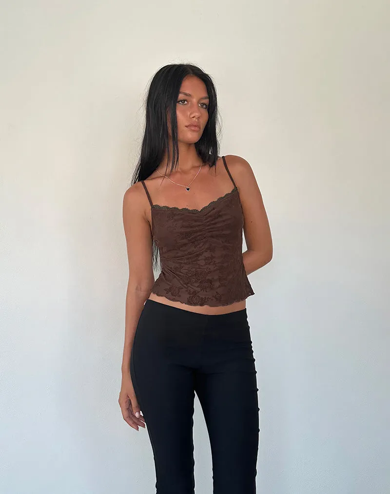 Noira Cami Top in Romantic Rose Flock Brown