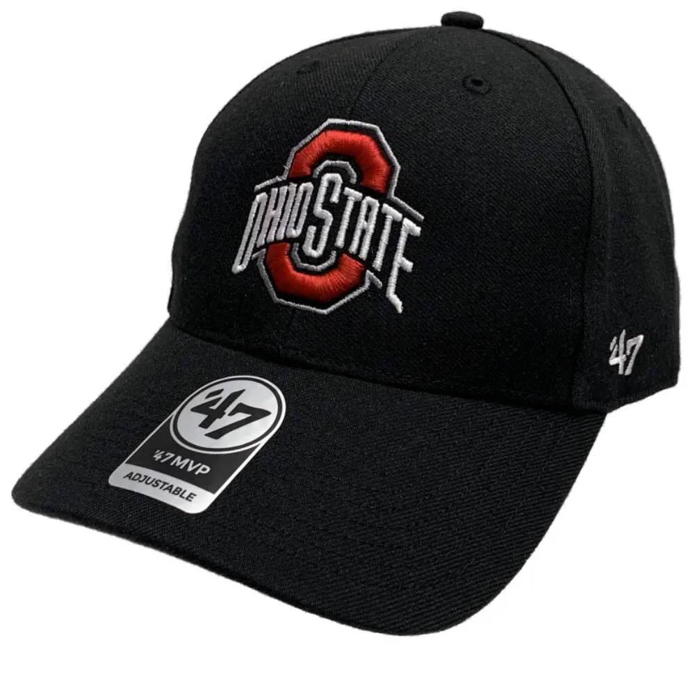 Ohio State Buckeyes '47 Black MVP Structured Adjustable Strap Hat Cap