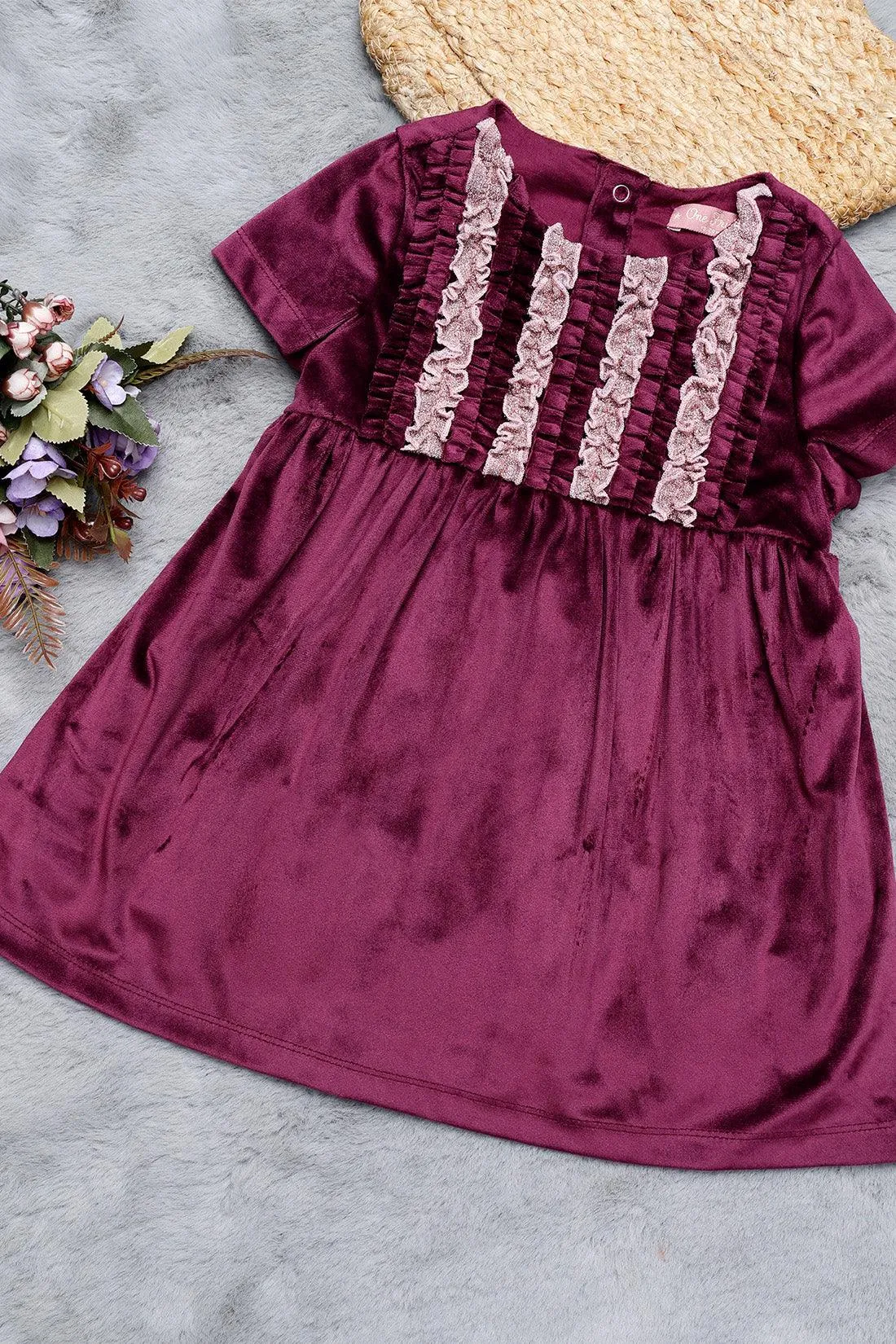 One Friday Kids Girls Burgundy Dress