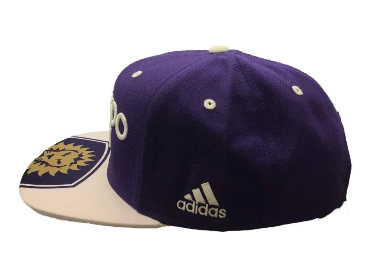 Orlando City SC Adidas Purple White Structured Adj Snapback Flat Bill Hat Cap