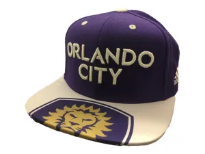 Orlando City SC Adidas Purple White Structured Adj Snapback Flat Bill Hat Cap