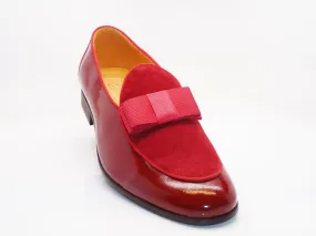 Patent Leather & Suede Slip-On Loafer Red