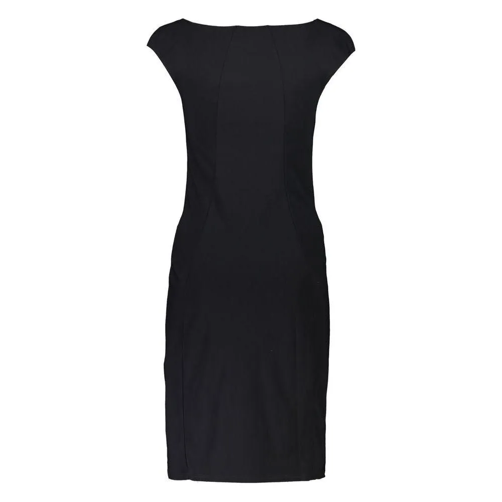 Patrizia Pepe Elegant Black Boat Neck Dress with Wide Straps