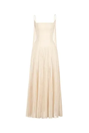 Pleated Linen Maxi Dress