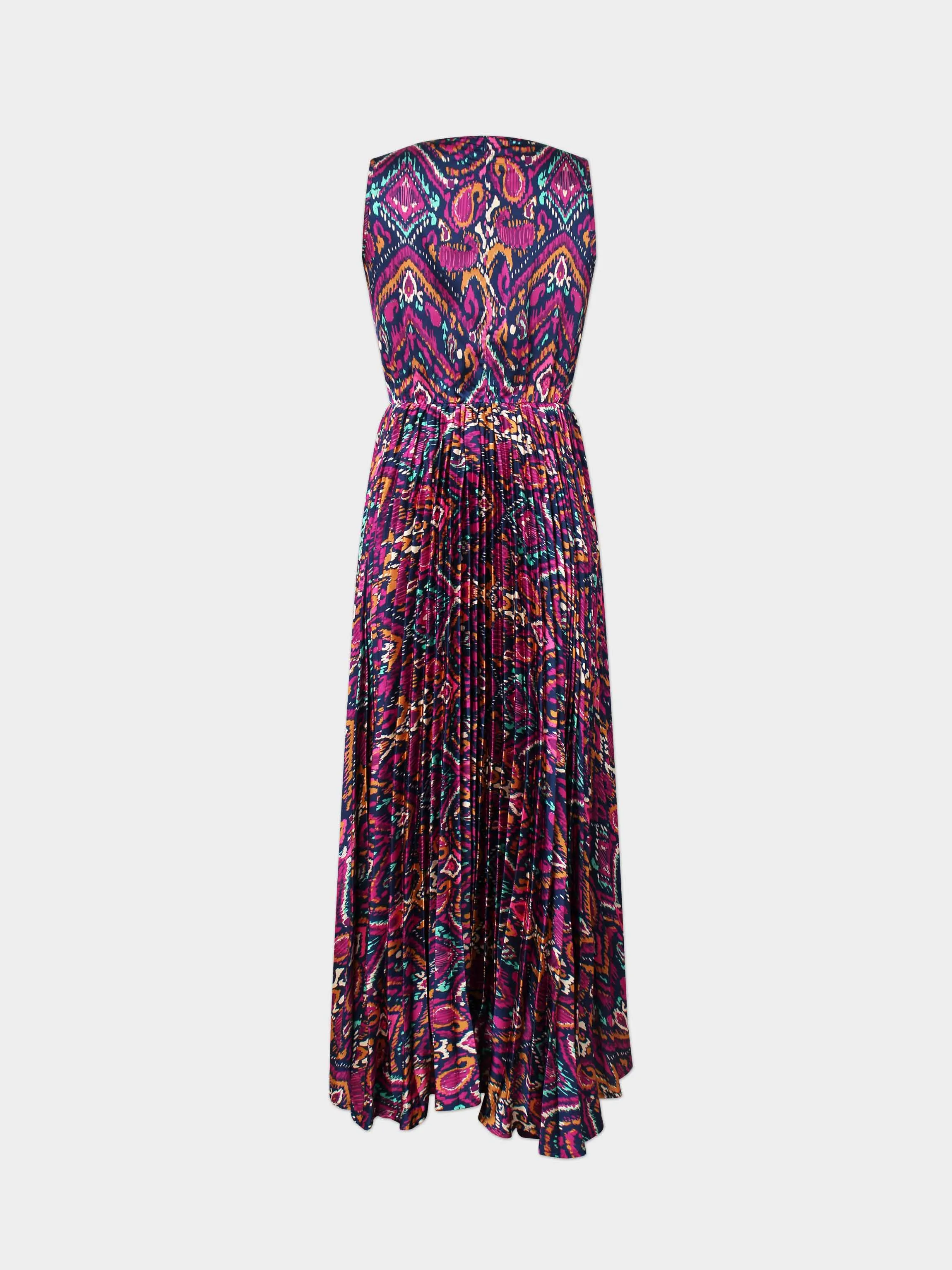 Pleated Slip Dress-Aztec