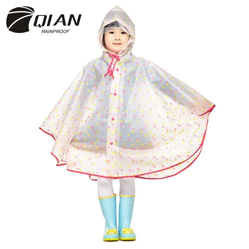 QIAN RAINPROOF Impermeable Children Raincoat Plastic Transparent EVA Rain Coat Waterproof Kids Rainwear Rain Gear Poncho