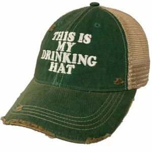 "This is My Drinking Hat" Retro Brand Kelly Green Distressed Mesh Adj. Hat Cap