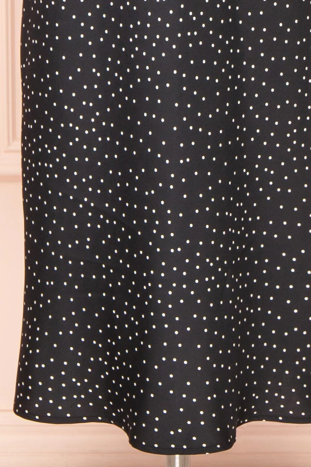 Rebby Polka Dot Black | Silky Fitted Midi Dress