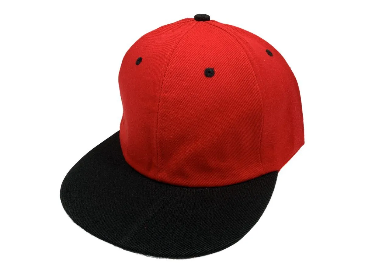 Red & Black XM Structured Adjustable Snapback Flat Bill Blank Hat Cap