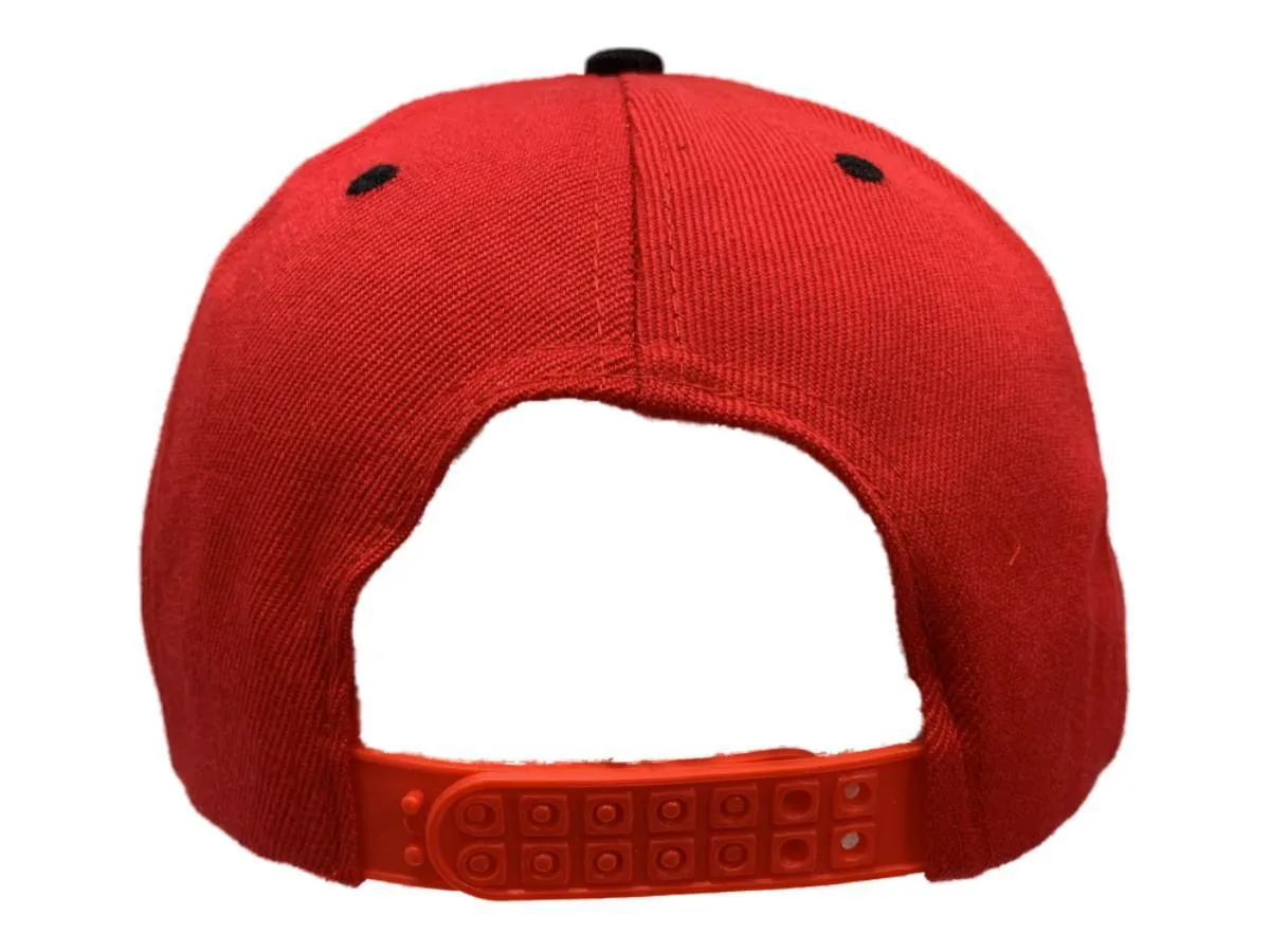 Red & Black XM Structured Adjustable Snapback Flat Bill Blank Hat Cap