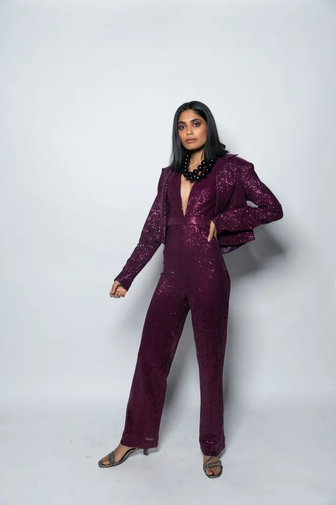 Sequin Jumpsuit &  Crop Blazer