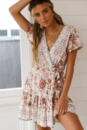 Sexy V-neck Maxi Printed Summer Short Dress