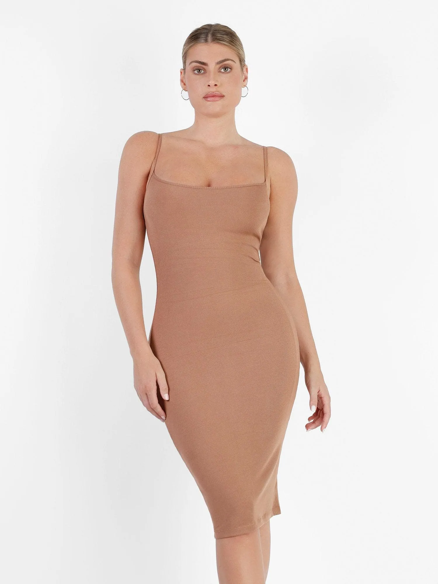 Shapewear Solid Modal Slimming Midi Slip Dress