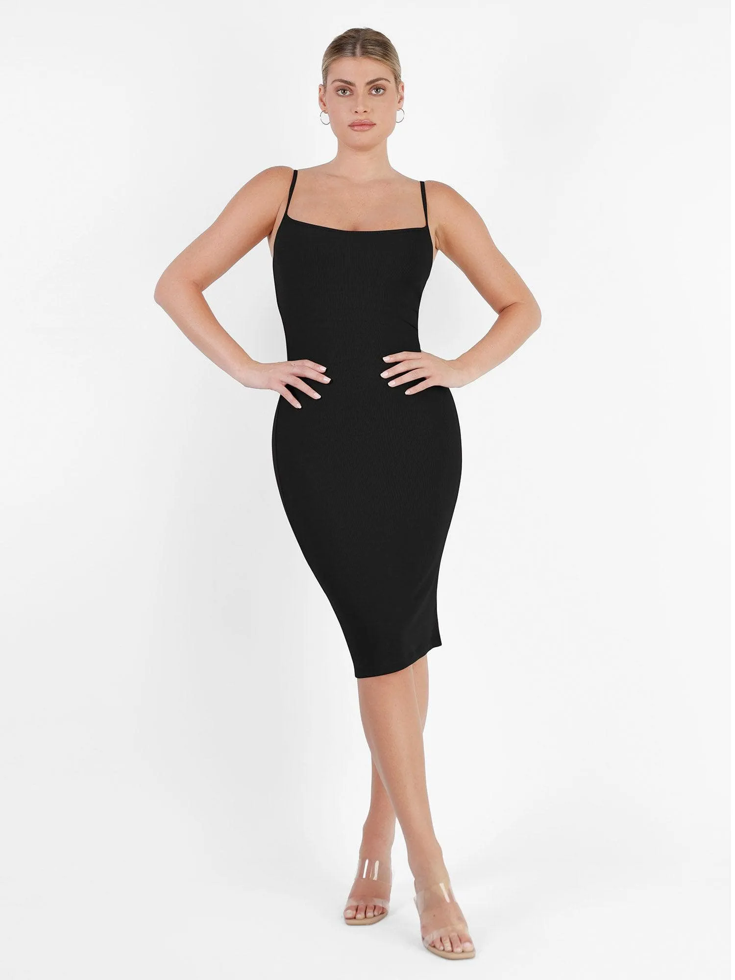 Shapewear Solid Modal Slimming Midi Slip Dress