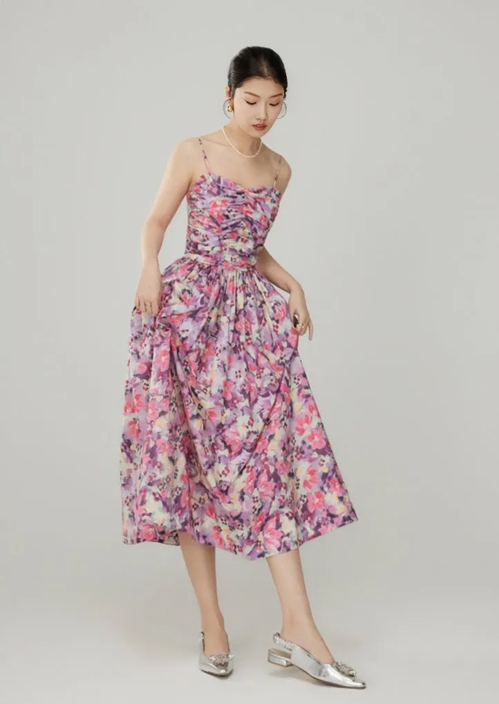 SHEER FLORAL LONG FRENCH SLIP DRESS