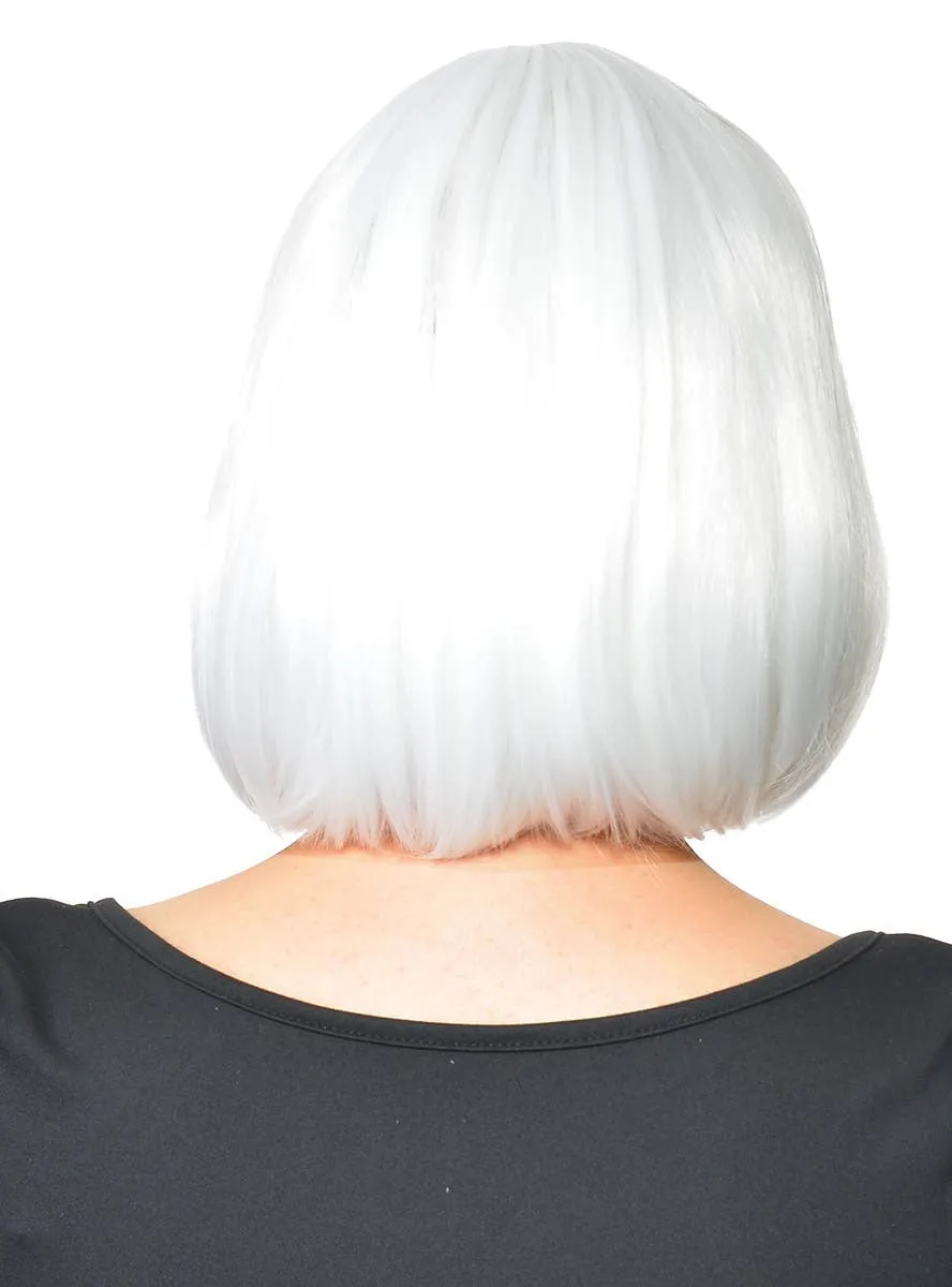 Short White Heat Resistant Bob Fashion Wig with Fringe