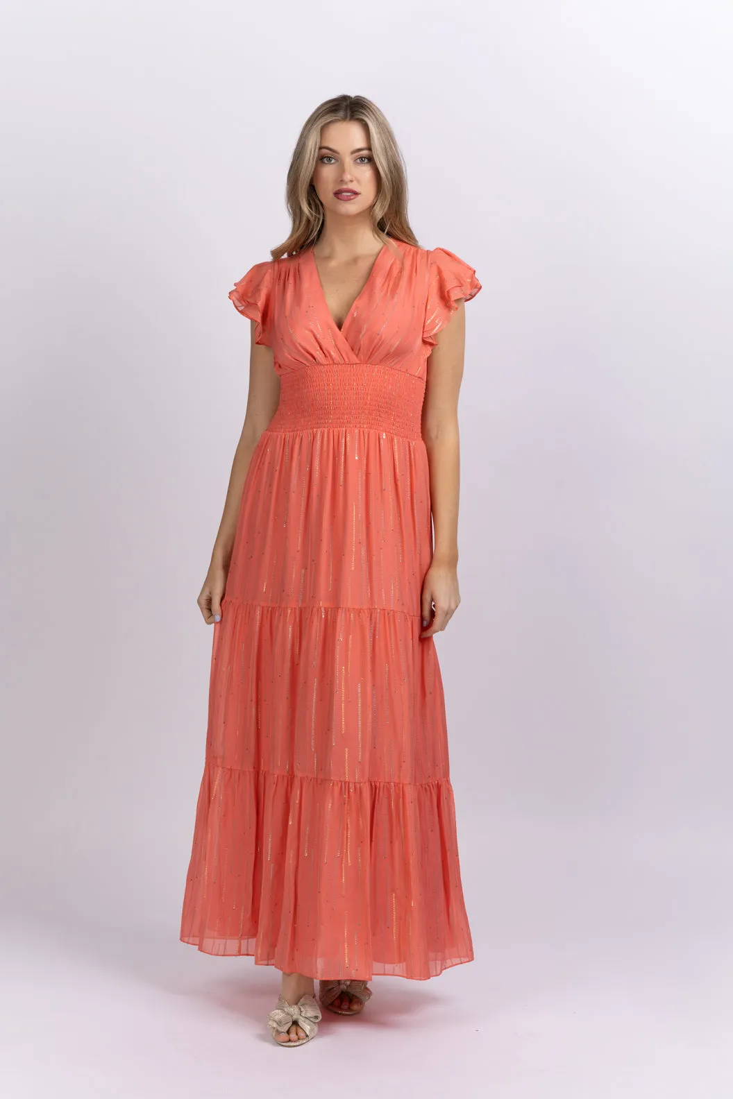 Shoshanna Midnight Brenda Dress in Coral