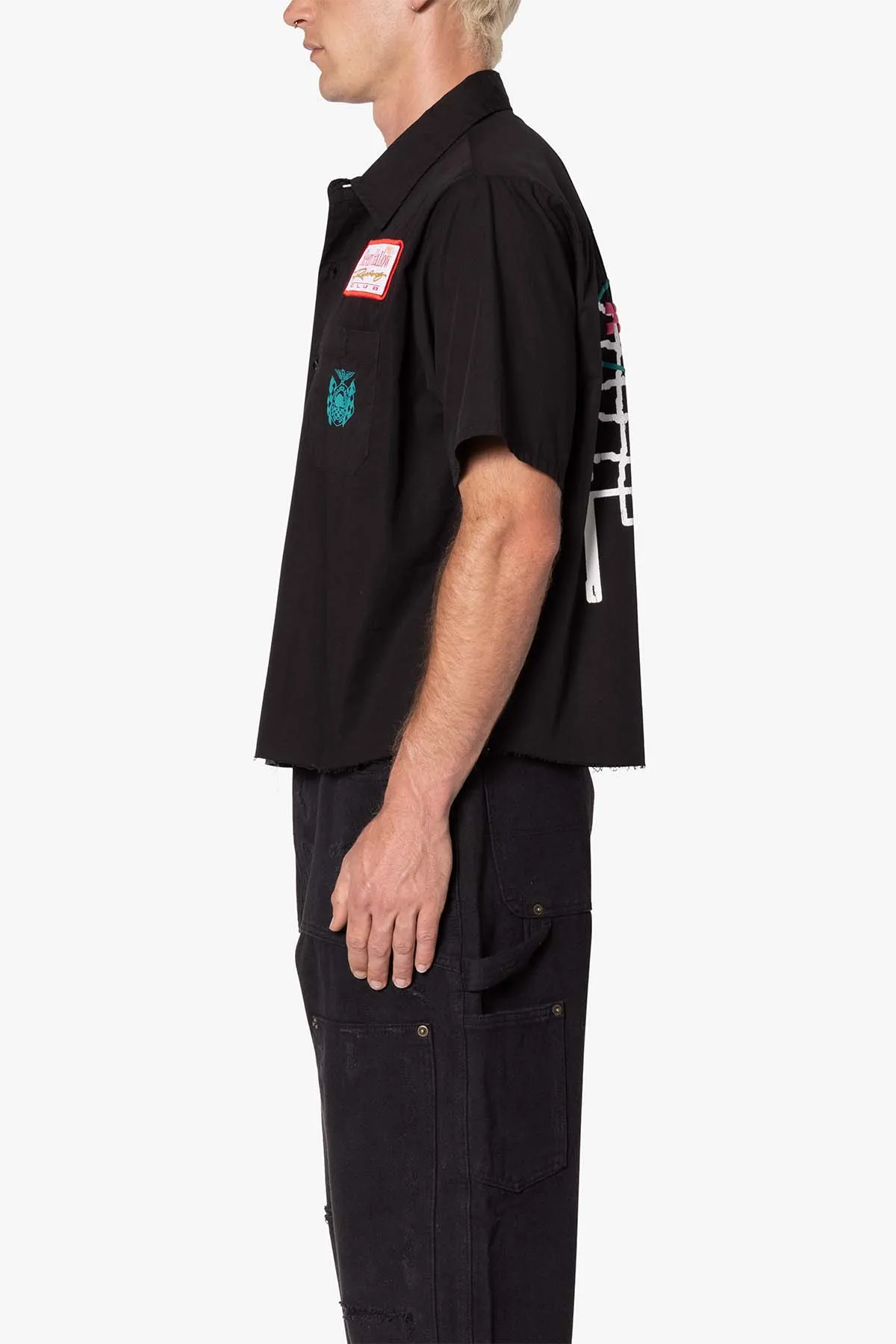 SHRC Checkered Flag Cropped Shirt - Black