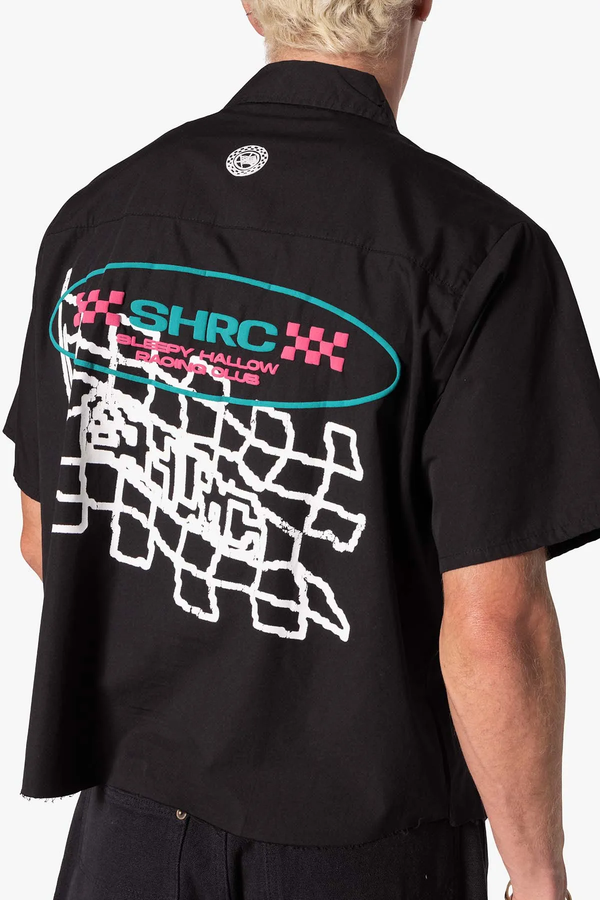 SHRC Checkered Flag Cropped Shirt - Black