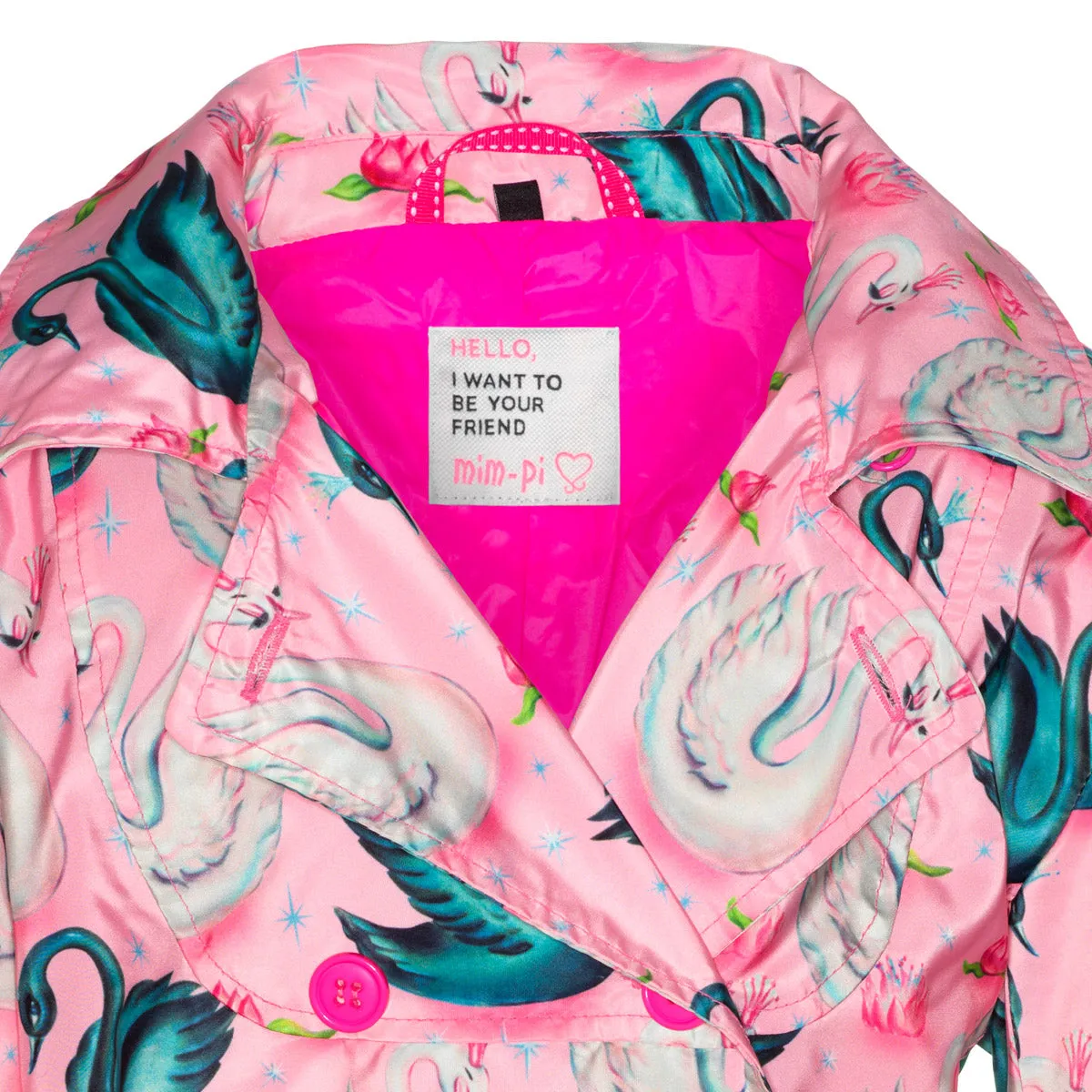 SS19 Mim-Pi Girls Pink Swan Raincoat 209