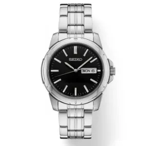 Stainless Steel Silver Toned Watch w/ Black Dial