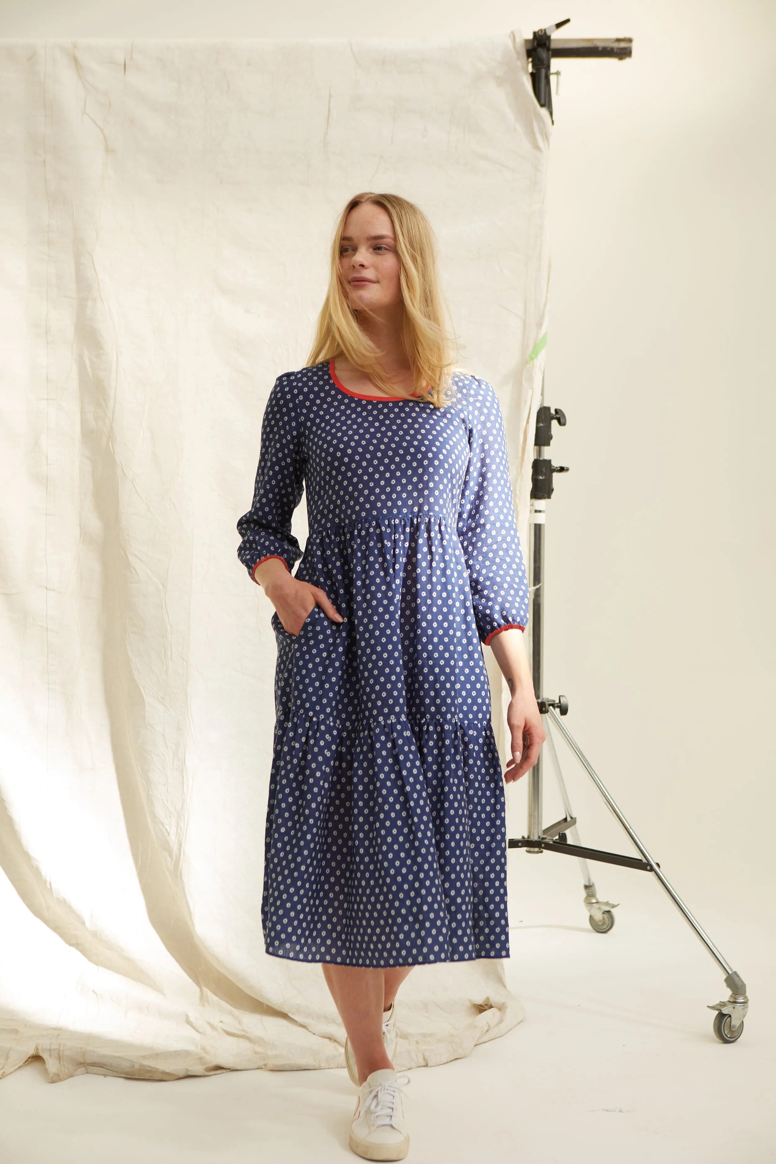 Star Spotted Linen Petticoat Lane Dress