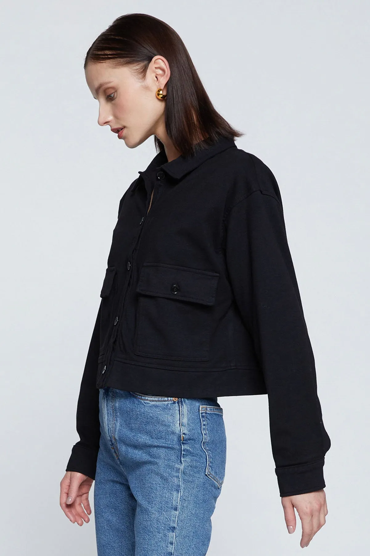 Stateside Ponte Cropped Jacket in Black