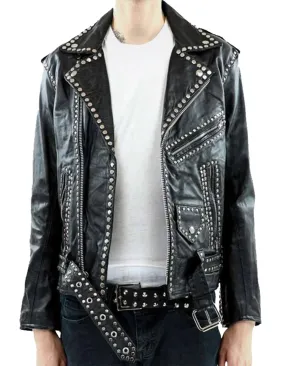 Studded Stormfront Black Leather Jacket