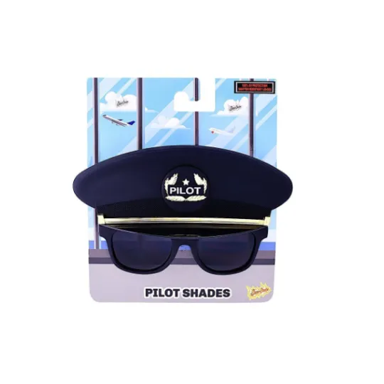 Sun Staches Big Characters Black Cap Pilot