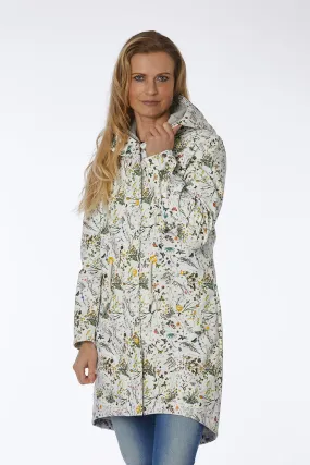 Swept Raincoat PU - 01. White with flowers