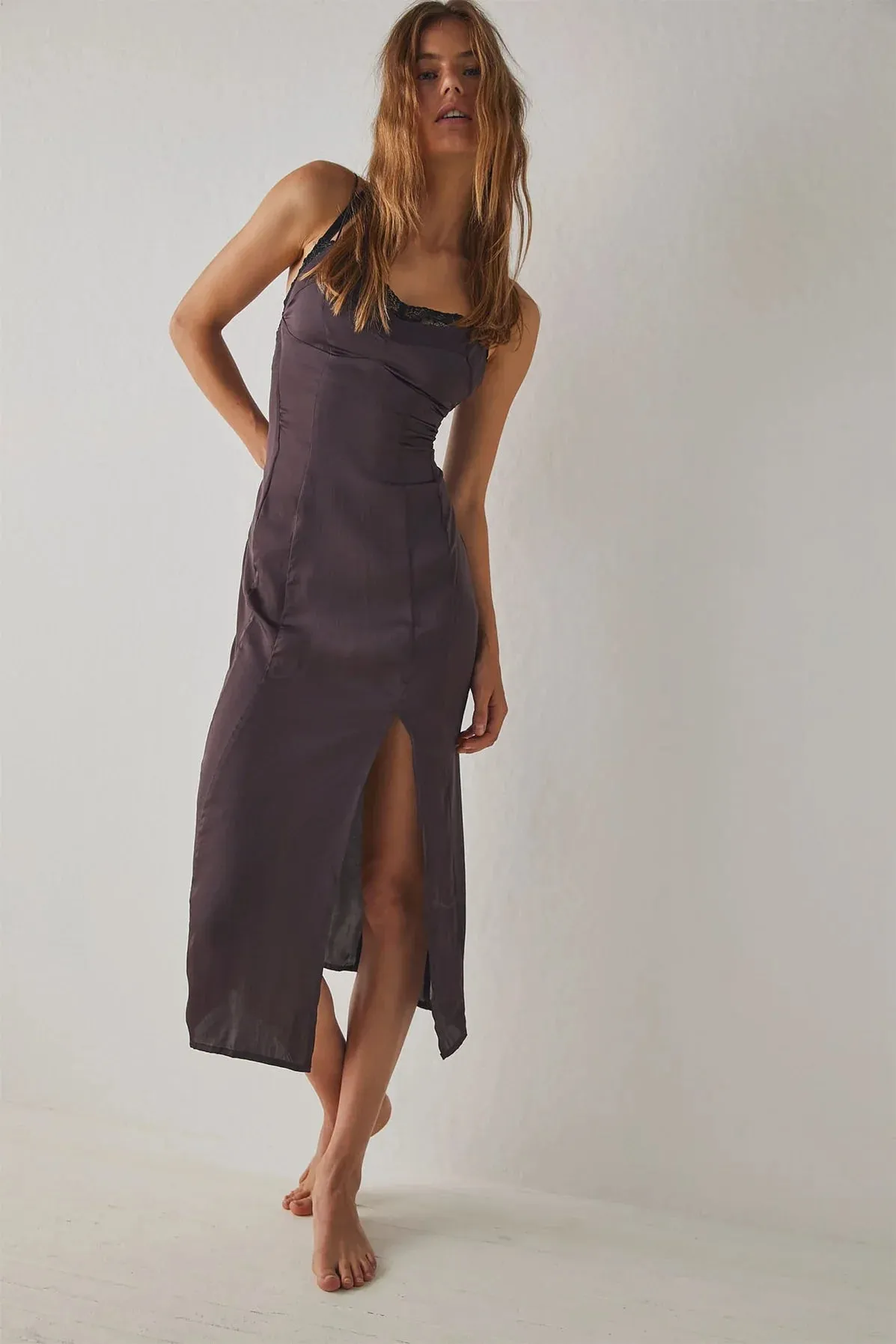 The City Cool Midi Slip by Free People - Chocolate Merlot