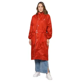 THE CLOWNFISH Polyester Raincoats For Women Rain Coat For Women Raincoat For Ladies Waterproof Reversible Double Layer. Drizzle Diva Series (Red, Large)