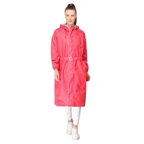 THE CLOWNFISH Polyester Raincoats For Women Waterproof Reversible Double Layer. Brilliant Pro Series (Red, Xx-Large)