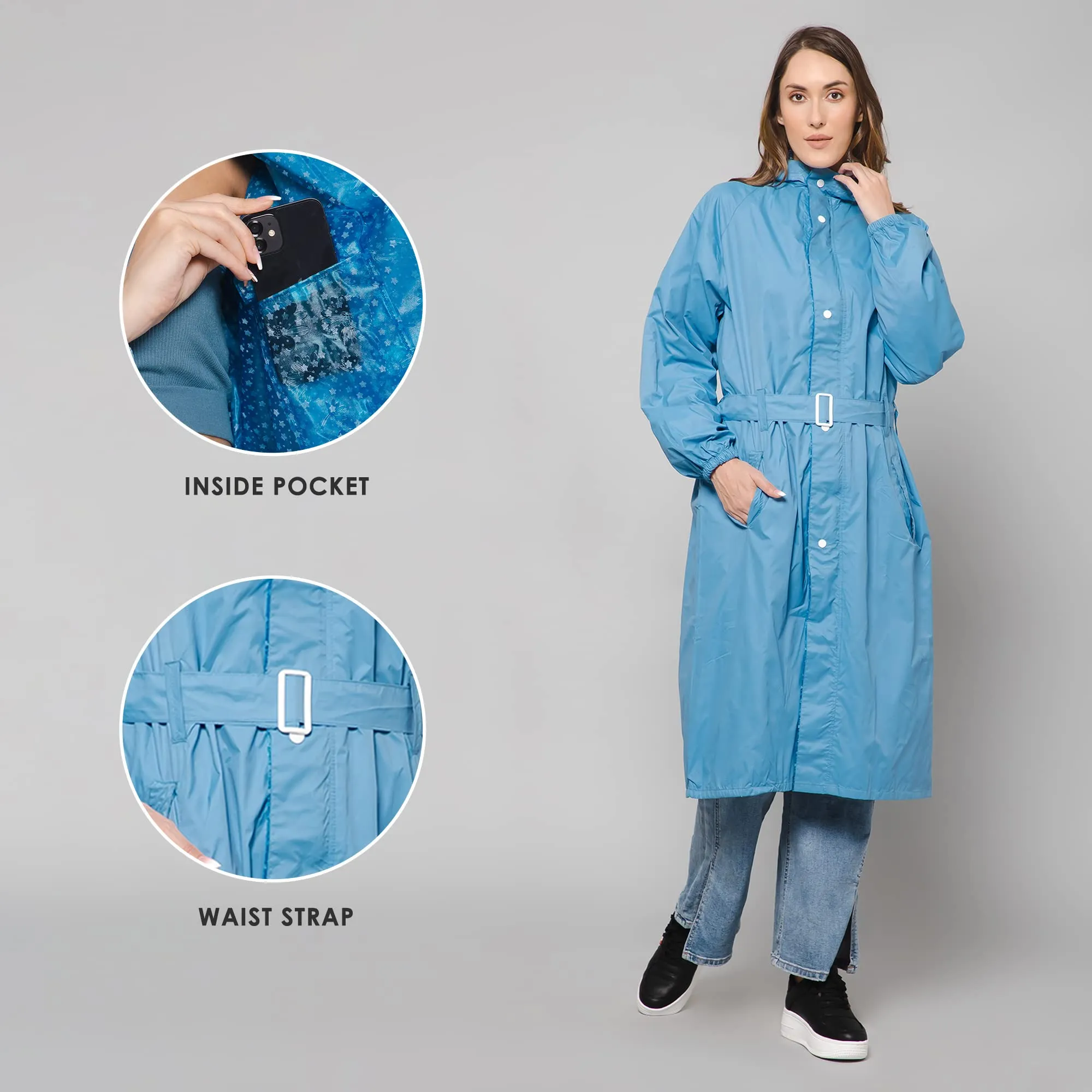 THE CLOWNFISH Raincoats for Women Rain Coat for Women Longcoat Raincoat for Ladies Waterproof Reversible Double Layer. Aquashield Series (Pista Green, XXXX-Large)