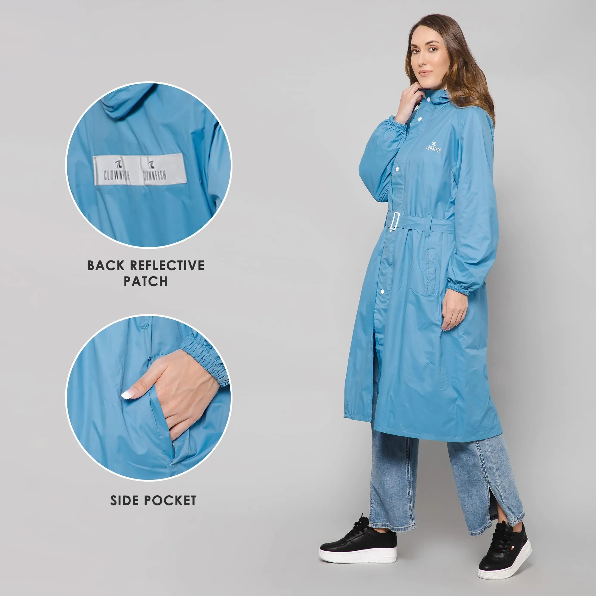 THE CLOWNFISH Raincoats for Women Rain Coat for Women Longcoat Raincoat for Ladies Waterproof Reversible Double Layer. Aquashield Series (Pista Green, XXXX-Large)