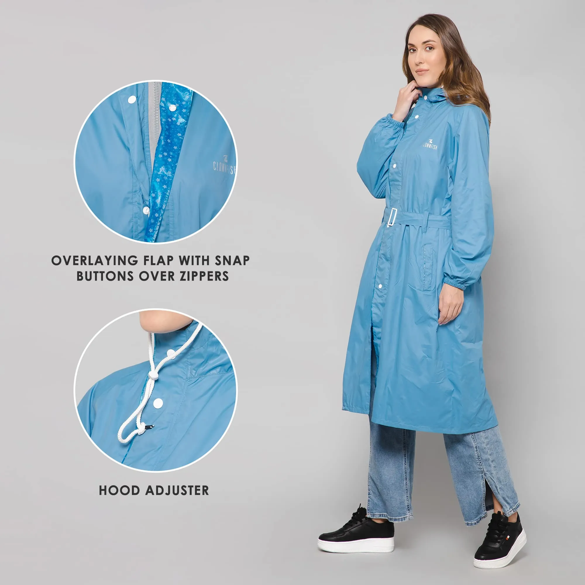 THE CLOWNFISH Raincoats for Women Rain Coat for Women Longcoat Raincoat for Ladies Waterproof Reversible Double Layer. Aquashield Series (Pista Green, XXXX-Large)