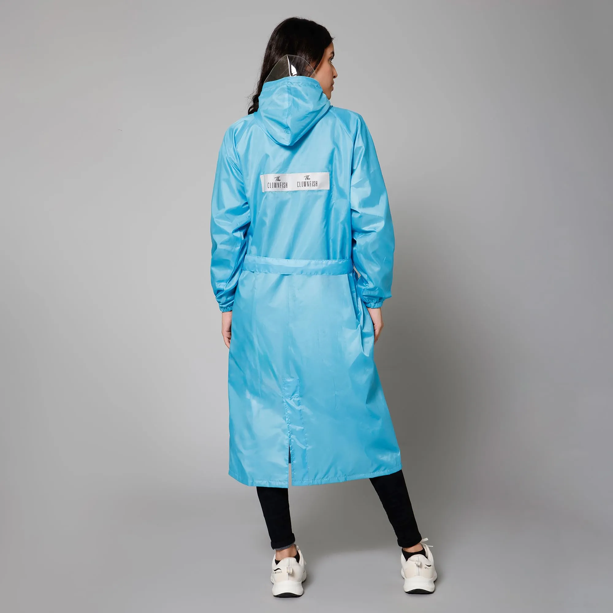 THE CLOWNFISH Raincoats for Women Raincoat for Ladies Waterproof Reversible Double Layer. Drizzle Diva Series (Turquiose Blue, XX-Large)