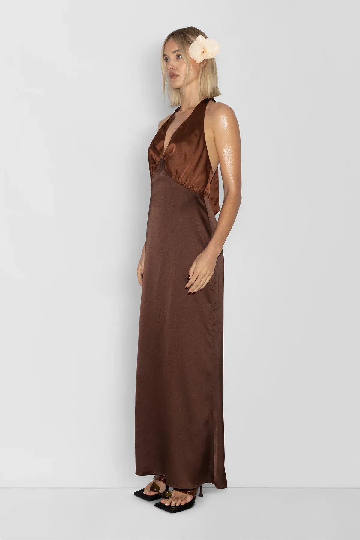 The Wolf Gang Oahu Slip Dress - Chocolate